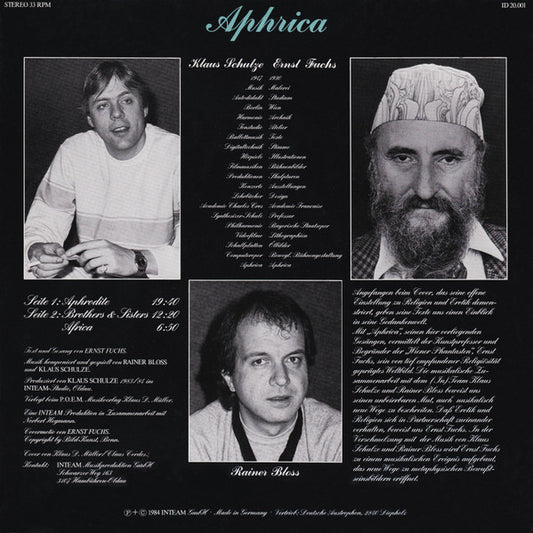 Ernst Fuchs, Klaus Schulze, Rainer Bloss : Aphrica (LP, Album)