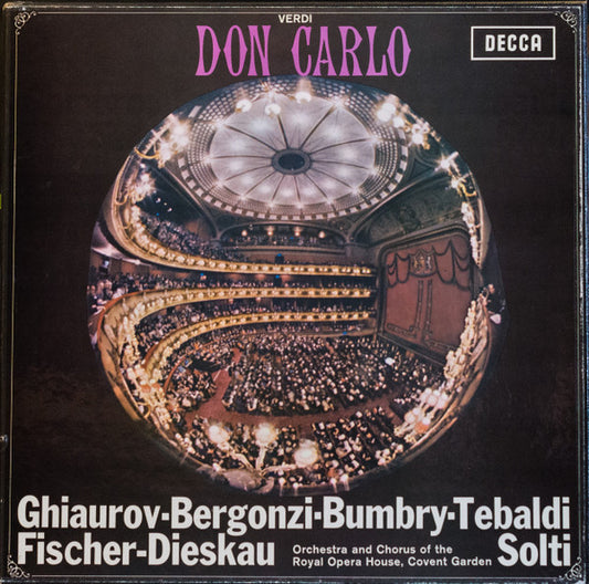 Giuseppe Verdi, Nicolai Ghiaurov · Carlo Bergonzi · Grace Bumbry · Renata Tebaldi · Dietrich Fischer-Dieskau, Chorus Of The Royal Opera House, Covent Garden & Orchestra Of The Royal Opera House, Covent Garden, Georg Solti : Don Carlo (4xLP, Album, RE + Box)
