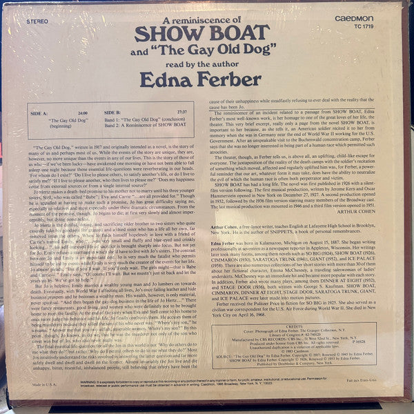 Edna Ferber : The Gay Old Dog / An Incident From "Show Boat" (LP, Album, RE)