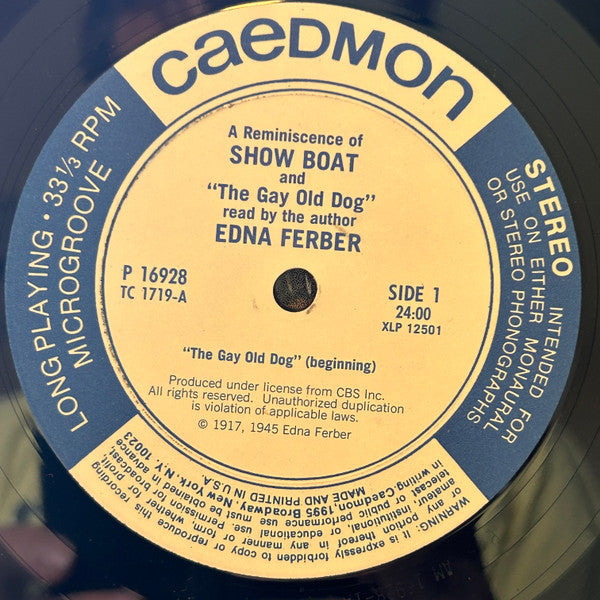 Edna Ferber : The Gay Old Dog / An Incident From "Show Boat" (LP, Album, RE)