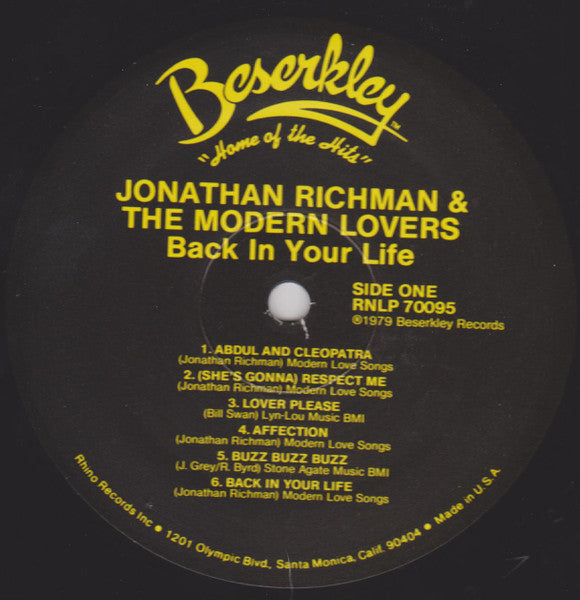 Jonathan Richman & The Modern Lovers : Back In Your Life (LP, Album, RE)