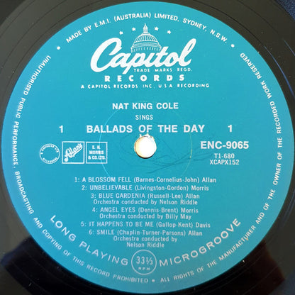 Nat King Cole : Ballads Of The Day (LP, Album, Mono, RE)