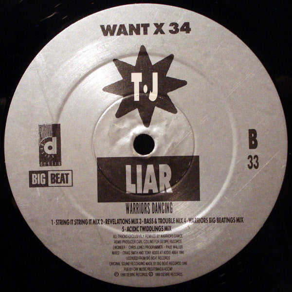 T•J* : Liar (The Warrior Dance Remixes) (12")