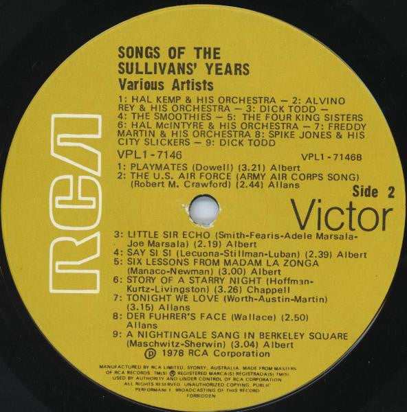 Various : Songs Of The Sullivans' Years (LP, Comp)