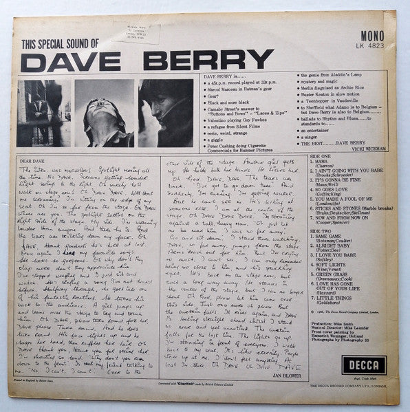 Dave Berry : The Special Sound Of Dave Berry (LP, Mono)