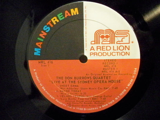 The Don Burrows Quartet : At The Sydney Opera House (LP, Album)