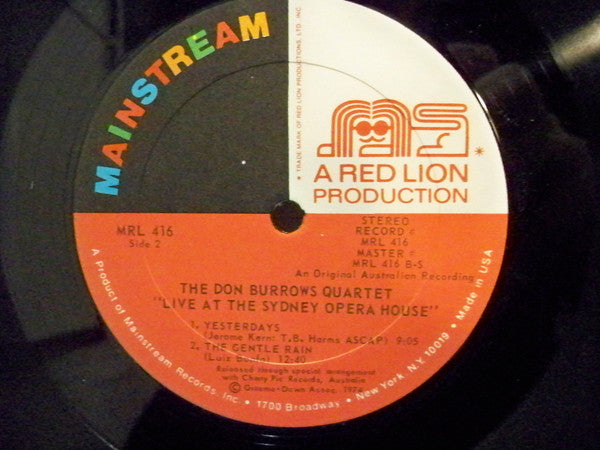 The Don Burrows Quartet : At The Sydney Opera House (LP, Album)
