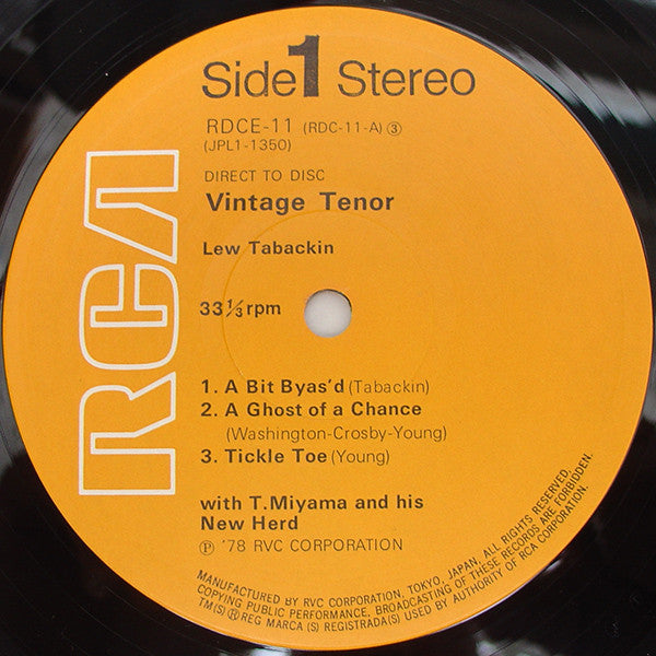 Lew Tabackin With Toshiyuki Miyama & The New Herd : Vintage Tenor (LP, Album, Ltd, Dir)