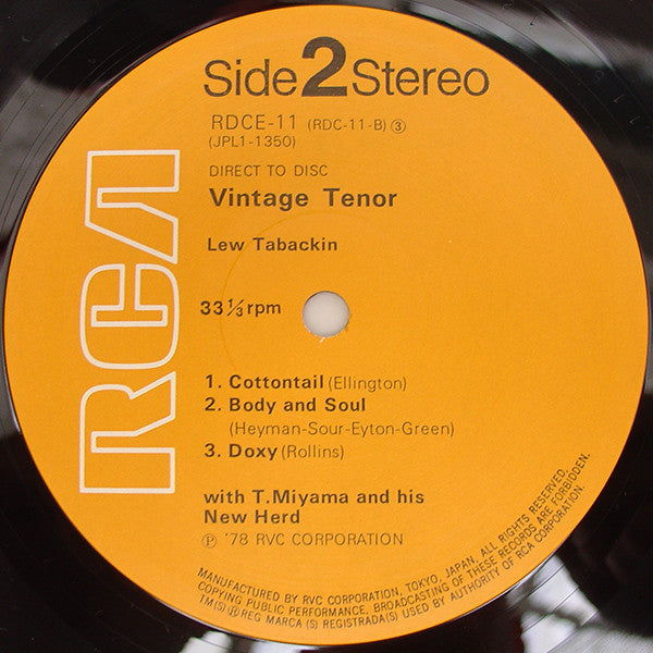 Lew Tabackin With Toshiyuki Miyama & The New Herd : Vintage Tenor (LP, Album, Ltd, Dir)
