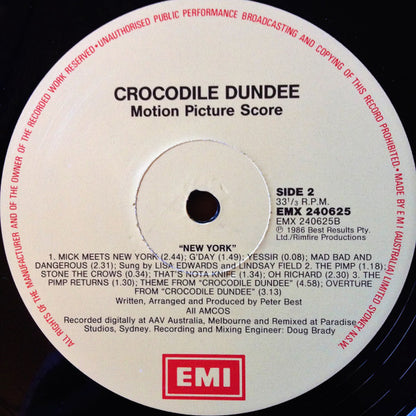 Peter Best : Crocodile Dundee Original Motion Picture Score (LP, Album, Gat)