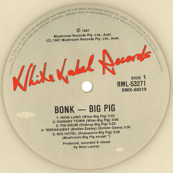 Big Pig : Bonk (LP, Album, Whi)