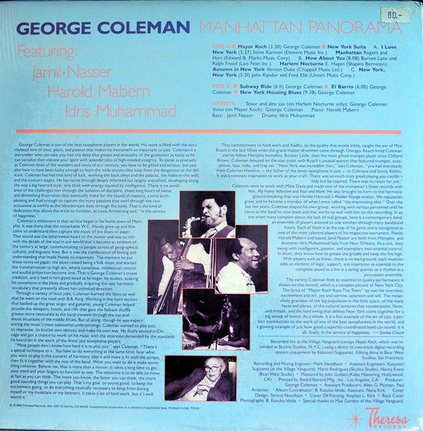 George Coleman : Manhattan Panorama (LP, Album)