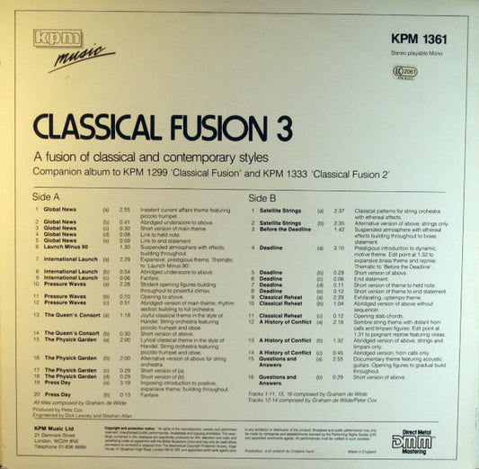 Graham De Wilde / Peter Cox (2) : Classical Fusion 3 (LP)