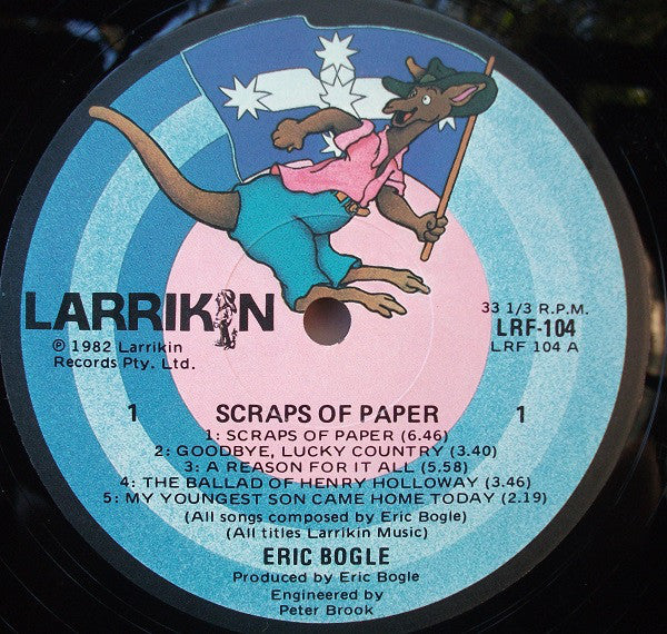 Eric Bogle With John Munro And Brent Miller : Scraps Of Paper (LP, Album)