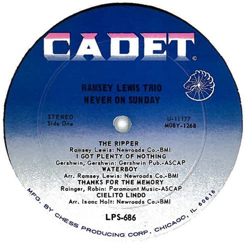 The Ramsey Lewis Trio : Never On Sunday (LP, Album, RE)