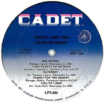 The Ramsey Lewis Trio : Never On Sunday (LP, Album, RE)