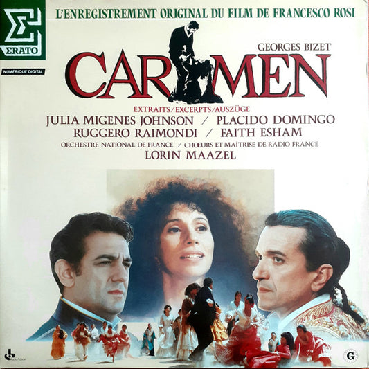 Georges Bizet - Julia Migenes Johnson* / Placido Domingo, Ruggero Raimondi / Faith Esham, Lorin Maazel, Orchestre National De France / Chœurs* Et Maîtrise De Radio France : Carmen (Extraits De L'Enregistrement Original Du Film De Francesco Rosi) (LP, Album)