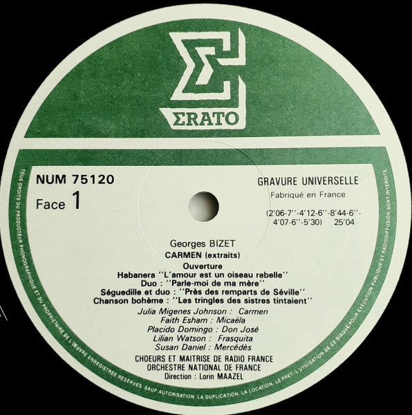 Georges Bizet - Julia Migenes Johnson* / Placido Domingo, Ruggero Raimondi / Faith Esham, Lorin Maazel, Orchestre National De France / Chœurs* Et Maîtrise De Radio France : Carmen (Extraits De L'Enregistrement Original Du Film De Francesco Rosi) (LP, Album)