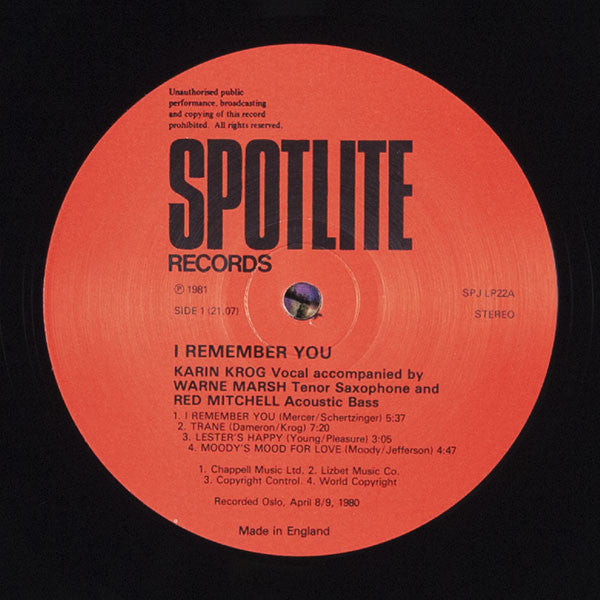 Karin Krog, Warne Marsh, Red Mitchell : I Remember You... (LP, Album)