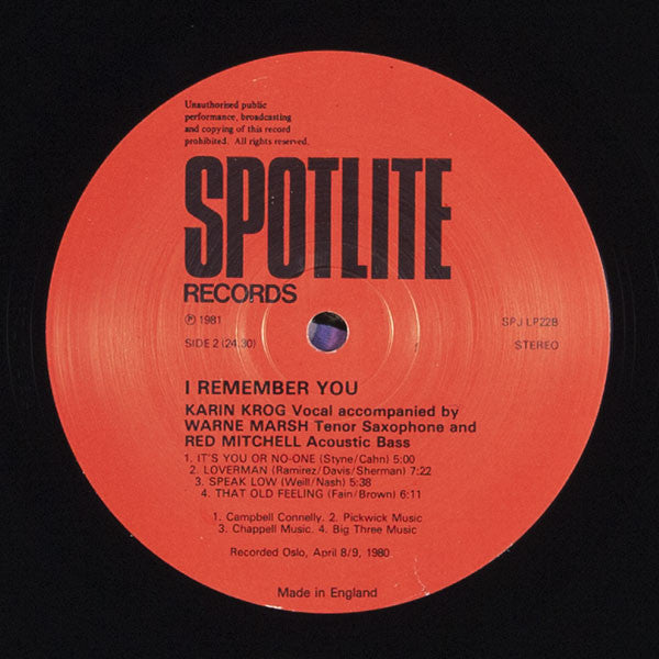 Karin Krog, Warne Marsh, Red Mitchell : I Remember You... (LP, Album)