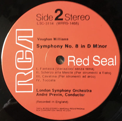 André Previn Conducts The Symphonies Of Ralph Vaughan Williams, London Symphony Orchestra : No 6 In E Minor / Symphony 8 In D Minor (LP, RE, Ind)