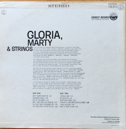 Gloria Lynne : Gloria, Marty & Strings (LP, Album, Gol)