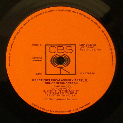 Bruce Springsteen : Greetings From Asbury Park, N.J. (LP, Album)