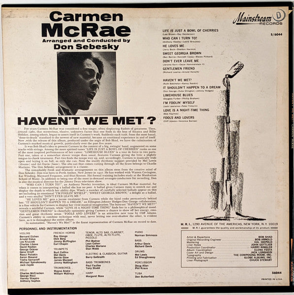 Carmen McRae : Haven't We Met? (LP, Album)