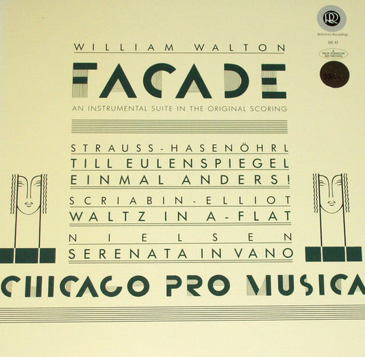 Sir William Walton, Chicago Pro Musica : Facade (An Instrumental Suite In The Original Scoring) (LP, RP)