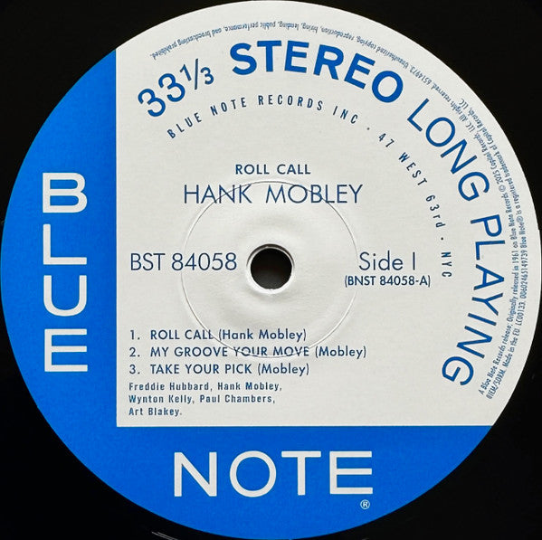 Hank Mobley : Roll Call (LP, Album, RE, 180)