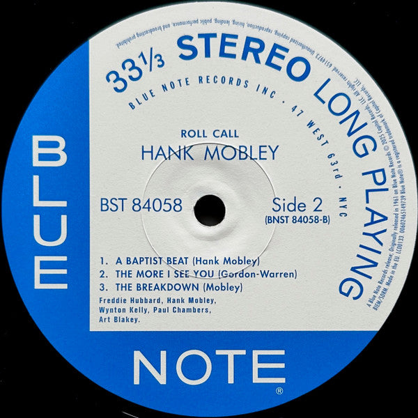 Hank Mobley : Roll Call (LP, Album, RE, 180)