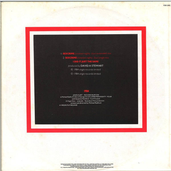 Eurythmics : Sexcrime (Nineteen Eighty Four) (12", Single)