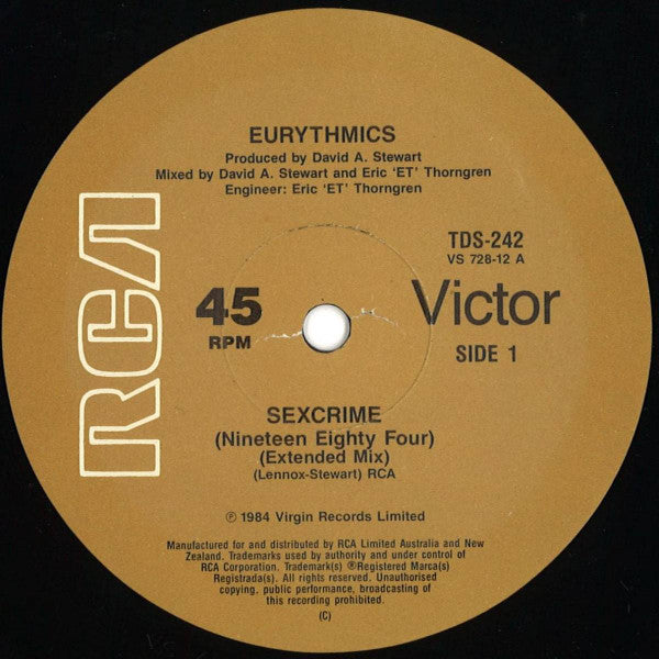 Eurythmics : Sexcrime (Nineteen Eighty Four) (12", Single)