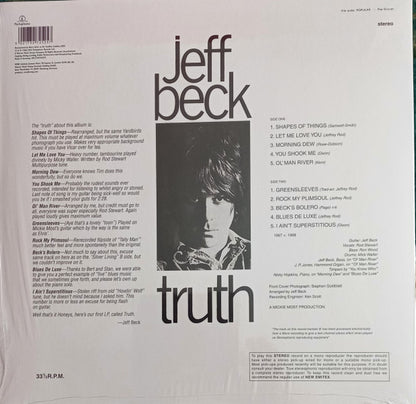 Jeff Beck : Truth (LP, Album, Ltd, RE, RM, Ora)