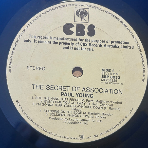 Paul Young : The Secret Of Association (LP, Album, Promo)
