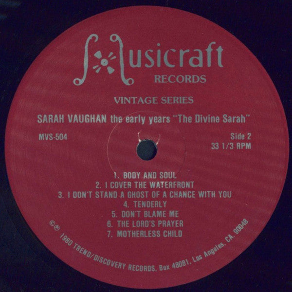 Sarah Vaughan : The Early Years - "The Divine Sarah" (LP, Comp)
