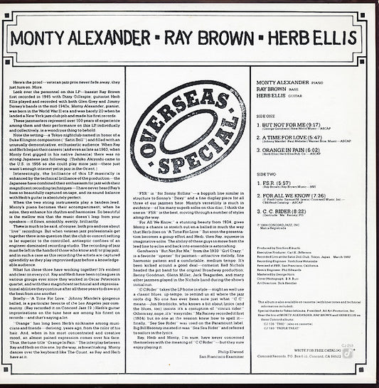 Monty Alexander, Ray Brown, Herb Ellis : Overseas Special (LP, Album)