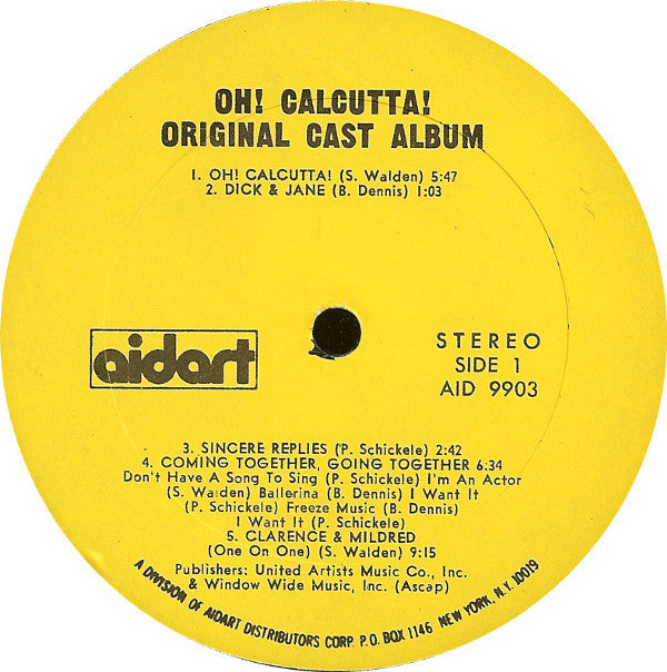"Oh! Calcutta!" Original Cast : Oh! Calcutta (Original Cast Album) (LP, Album)