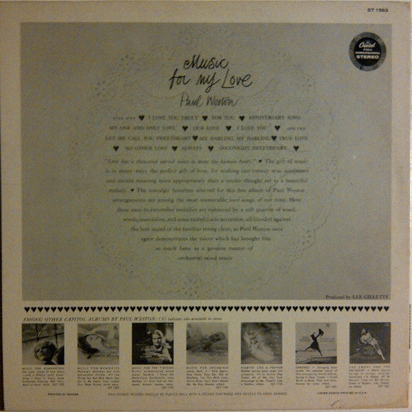 Paul Weston (2) : Music For My Love (LP, Comp)