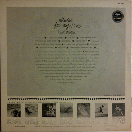 Paul Weston (2) : Music For My Love (LP, Comp)
