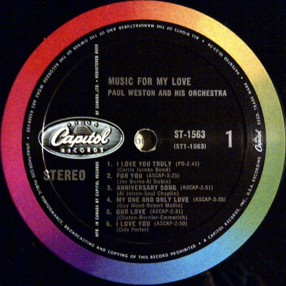 Paul Weston (2) : Music For My Love (LP, Comp)