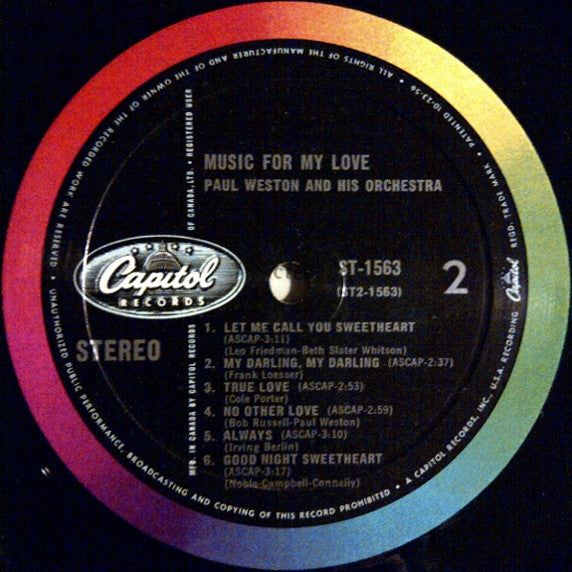 Paul Weston (2) : Music For My Love (LP, Comp)