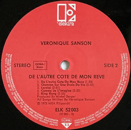 Véronique Sanson : De L'Autre Côté De Mon Rêve. (LP, Album, RE, Red)