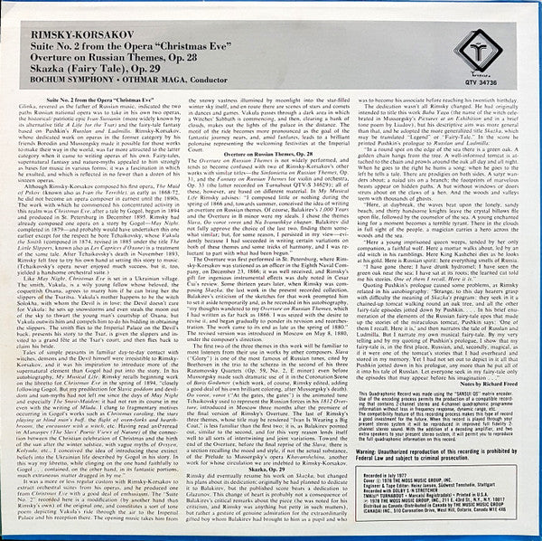 Rimsky-Korsakov* - Bochum Symphony*, Othmar Maga* : Fairy Tale "Christmas Eve" Suite, Overture On Russian Themes (LP, Quad)