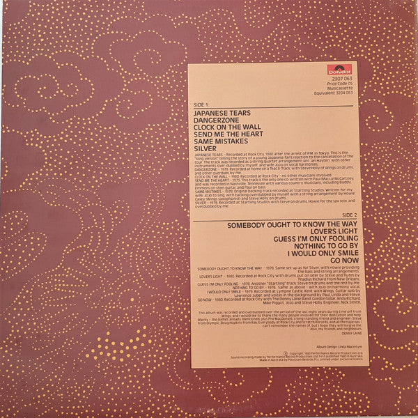 Denny Laine : Japanese Tears (LP, Album)