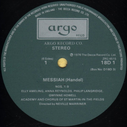 Georg Friedrich Händel, Elly Ameling ∙ Philip Langridge, Anna Reynolds ∙ Gwynne Howell, The Academy Of St. Martin-in-the-Fields And Chorus Of St Martin In The Fields, Sir Neville Marriner : Messiah (Based On The First London Performance Of March 23rd 1743) (3xLP, Album + Box)