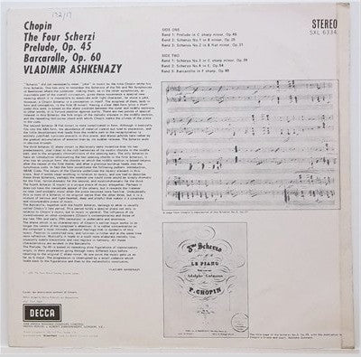 Chopin*, Ashkenazy* : The 4 Scherzi / Prelude Op.45 / Barcarolle Op.60 (LP, ED2)
