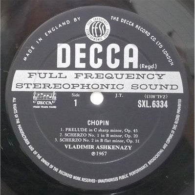 Chopin*, Ashkenazy* : The 4 Scherzi / Prelude Op.45 / Barcarolle Op.60 (LP, ED2)