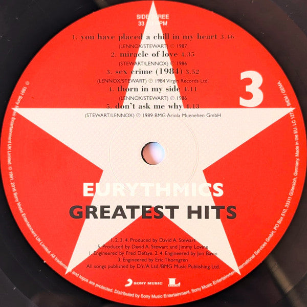 Eurythmics : Greatest Hits (2xLP, Comp, RP, 180)