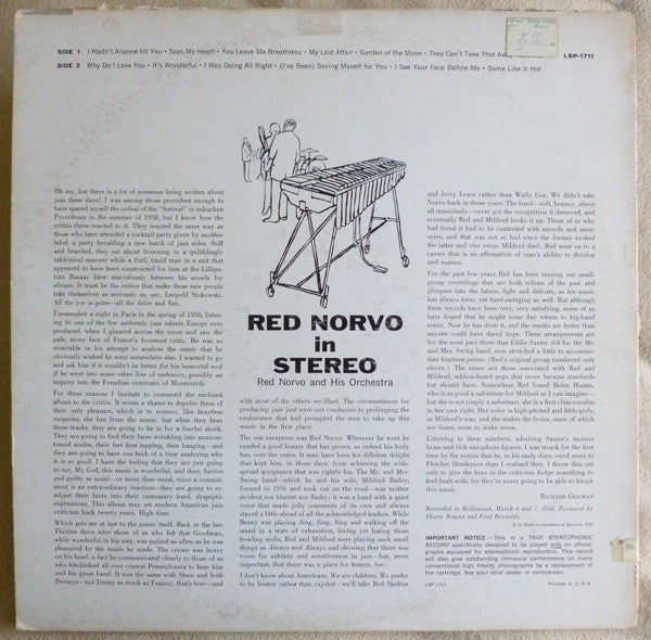 Red Norvo And His Orchestra : Red Norvo In Stereo (LP)